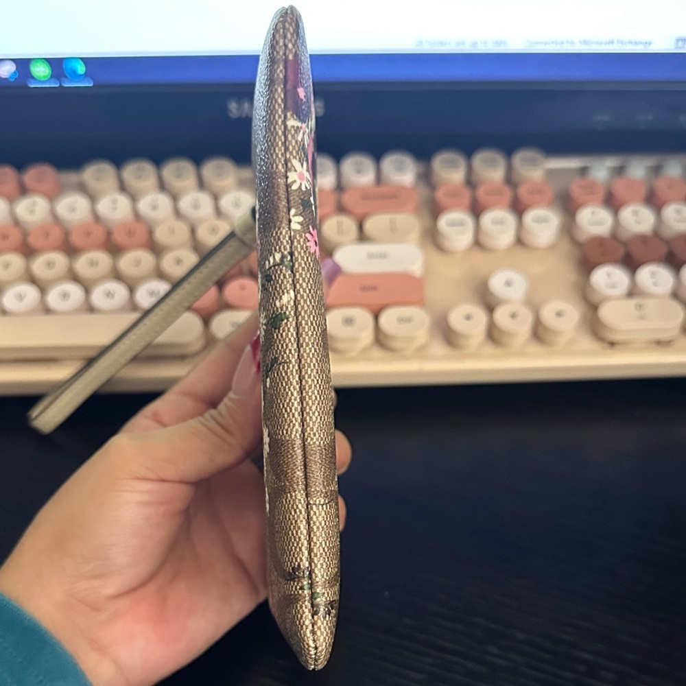 Coach Tan Floral Wristlet - Picture 6 of 8